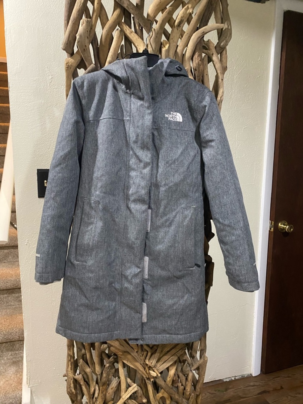 The North Face Heather Grey Women's Insulated Long Hooded Coat